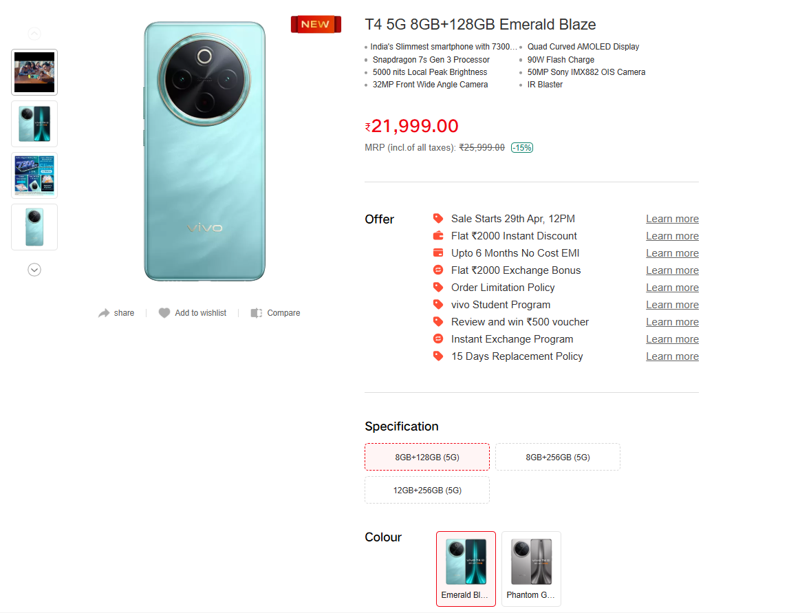 Vivo T4 5G Smartphone